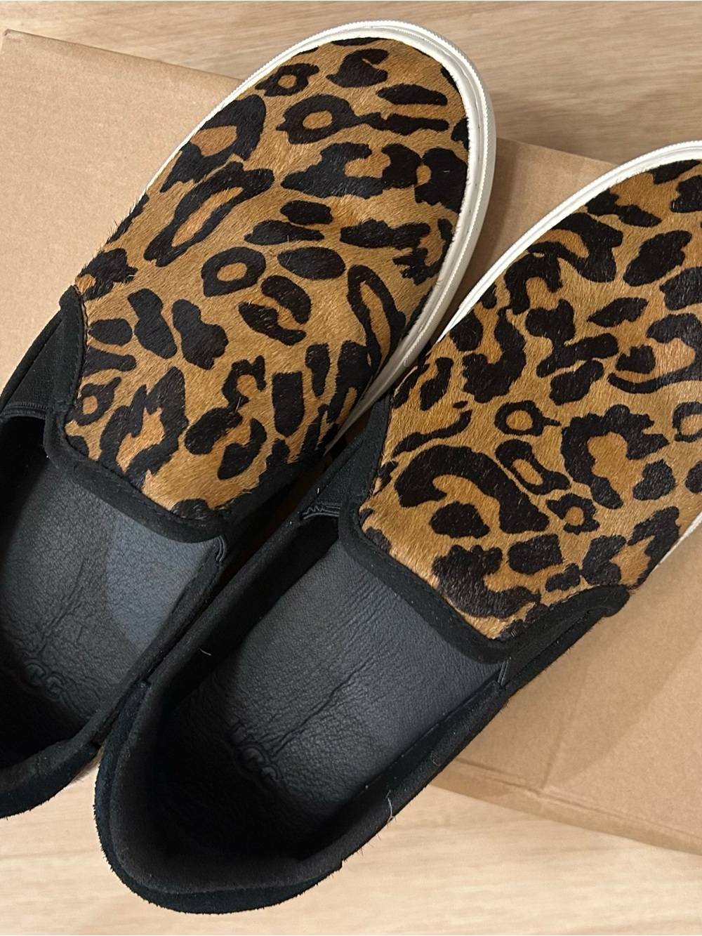 UGG Leopard Print Slip-On Sneakers in Tan and Black